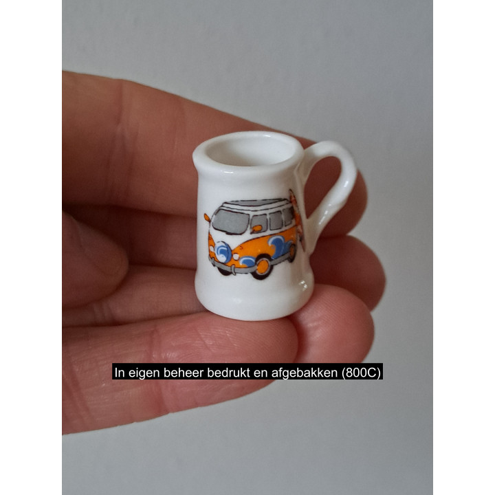 Porselein bierpul, Volkswagen bus met surfplank, D2xH3cm oe