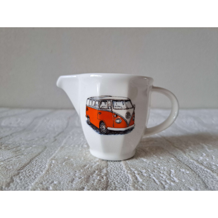 Koffie thee set met Volkswagen bus, porselein 19x11x12cm - handgemaakt