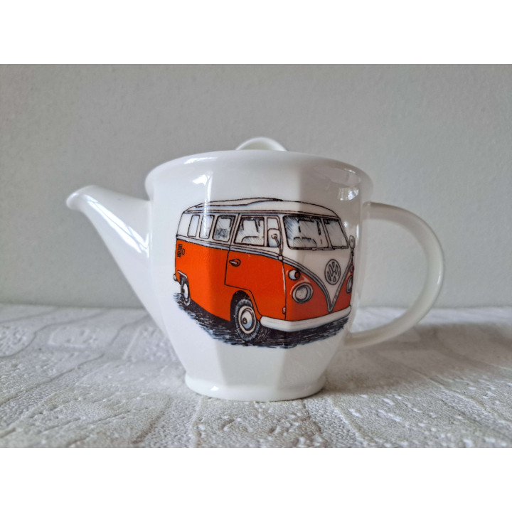 Koffie thee set met Volkswagen bus, porselein 19x11x12cm - handgemaakt