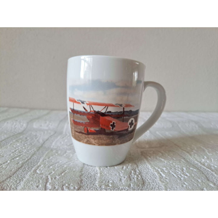 Mok beker Rode baron vliegtuig foto, Porselein D7.5xH10cm - handgemaakt