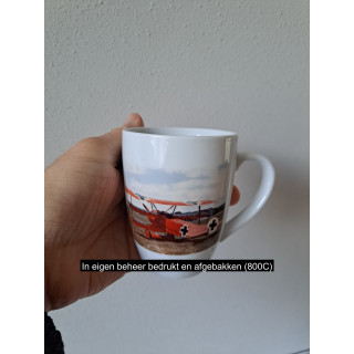Mok beker Rode baron vliegtuig foto, Porselein D7.5xH10cm