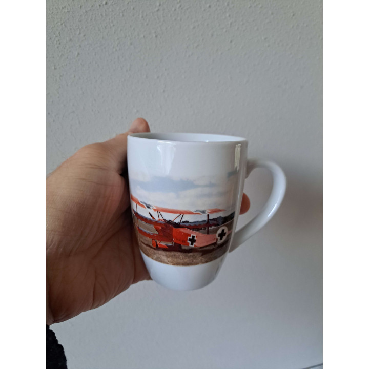 Mok beker Rode baron vliegtuig foto, Porselein D7.5xH10cm - handgemaakt