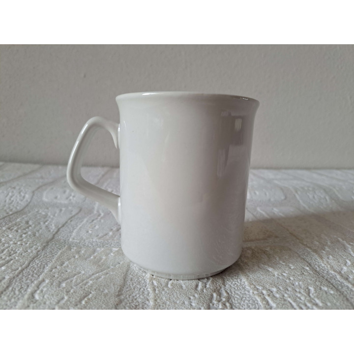 Beker mok met ezel en mandje, porselein D8xH10cm - handgemaakt