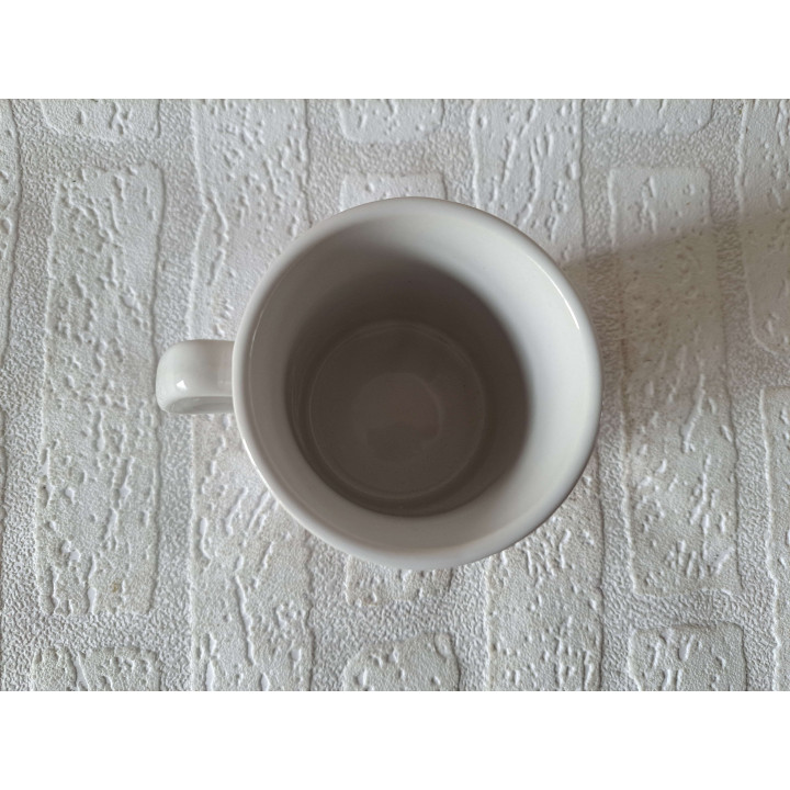 Beker mok met ezel en mandje, porselein D8xH10cm - handgemaakt