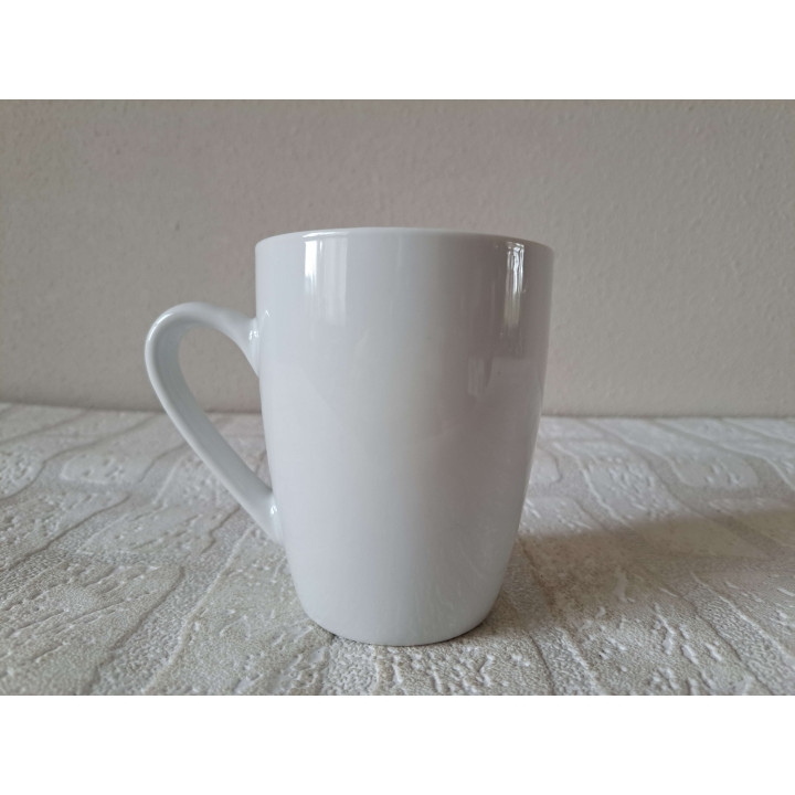 Beker mok met ezel en mandje, porselein D8.5xH10cm - handgemaakt