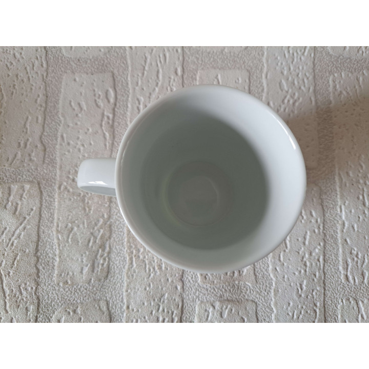 Mok beker met Solex bromfiets, Porselein D8xH10cm - handgemaakt