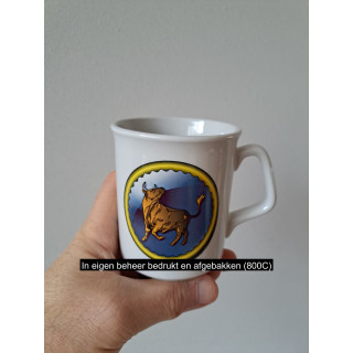 Beker mok sterrenbeeld Stier, Porselein D8xH9.5cm