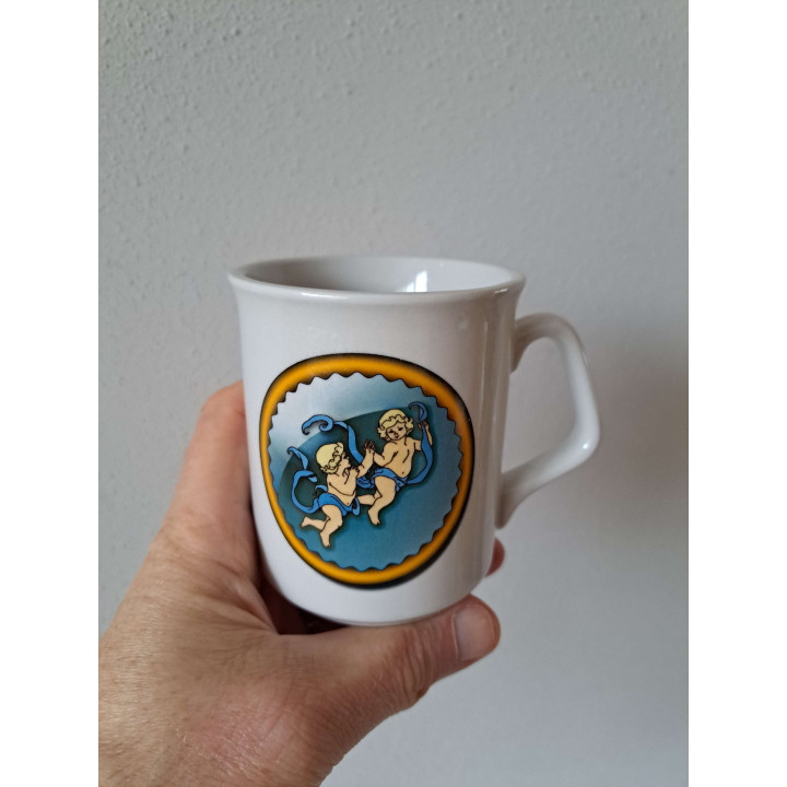 Beker mok sterrenbeeld Tweeling, Porselein D8xH9.5cm - handgemaakt