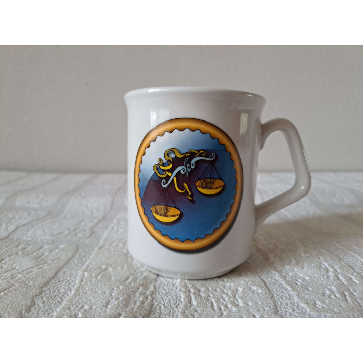 Beker mok sterrenbeeld Weegschaal, Porselein D8xH9.5cm - handgemaakt