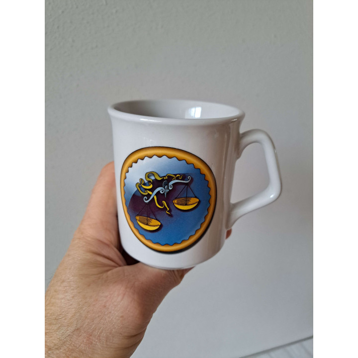 Beker mok sterrenbeeld Weegschaal, Porselein D8xH9.5cm - handgemaakt