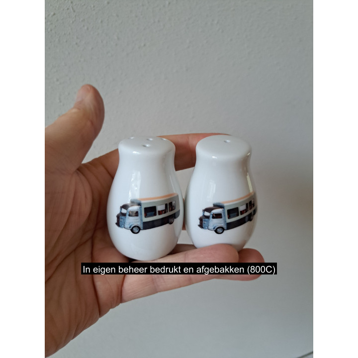 Citroen HY foodtruck peper en zoutstel, porselein D4xH6cm