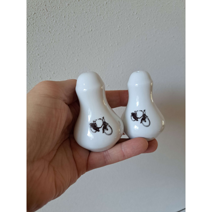 Solex bromfiets peper en zoutstel, porselein D5.5xH8cm - peper en zoutstellen