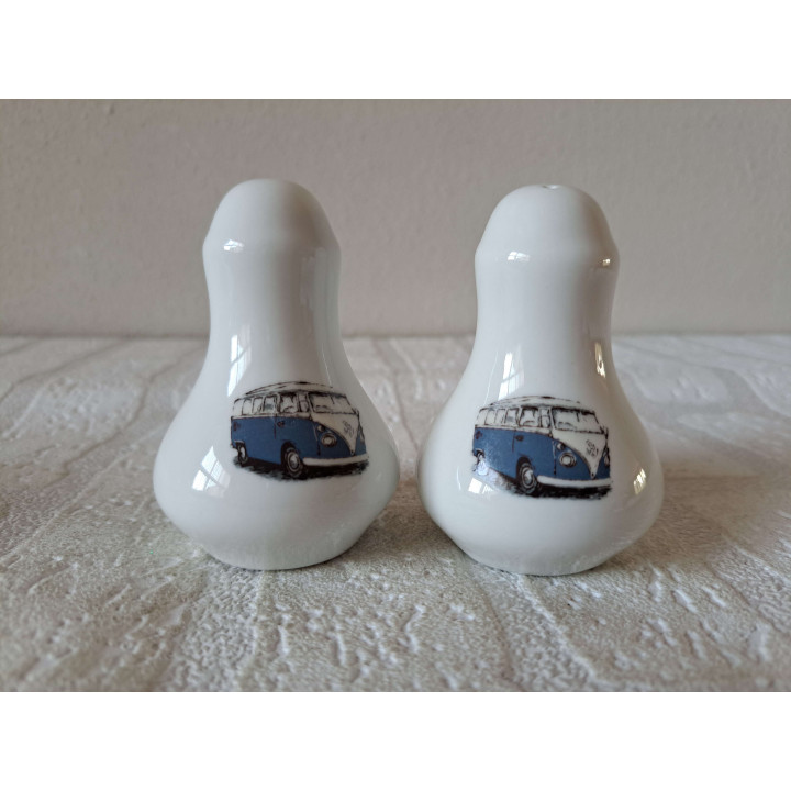 Volkswagen bus peper en zoutstel, porselein D5.5xH8cm bw - peper en zoutstellen