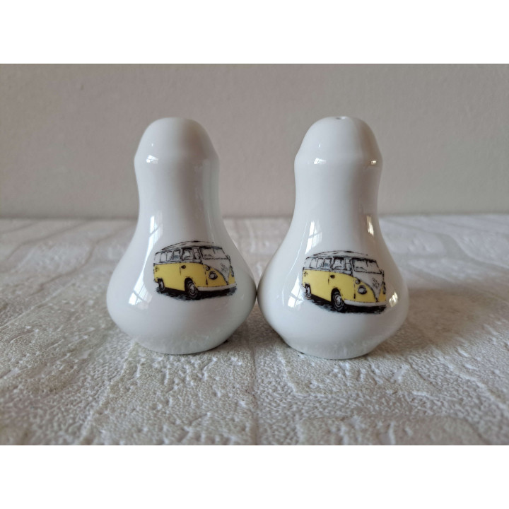 Volkswagen bus peper en zoutstel porselein D5.5xH8cm gl - peper en zoutstellen