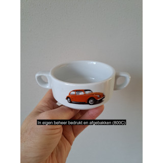 Soepkom met Volkswagen kever, porselein D10xH5cm