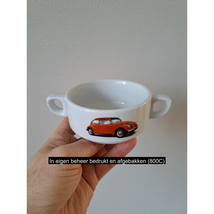 Soepkom met Volkswagen kever, porselein D10xH5cm