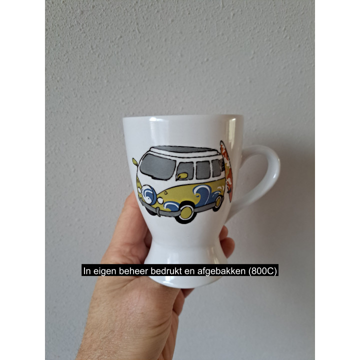 Beker mok Volkswagen en surfplank, porselein D8xH11.5cm gn