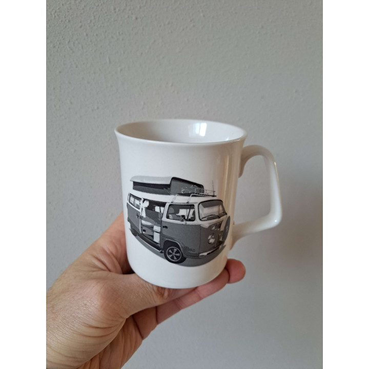 Beker mok met Volkswagen T2 Camper, porselein D8xH10cm - handgemaakt