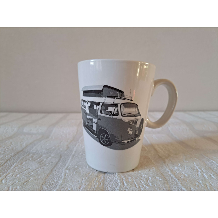 Beker mok met Volkswagen T2 camper, porselein D8x10.5cm - handgemaakt