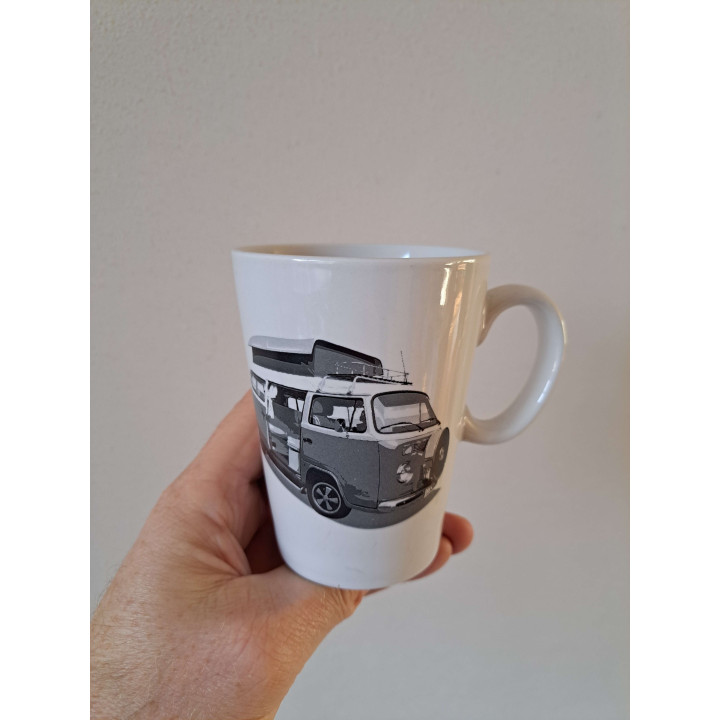 Beker mok met Volkswagen T2 camper, porselein D8x10.5cm - handgemaakt