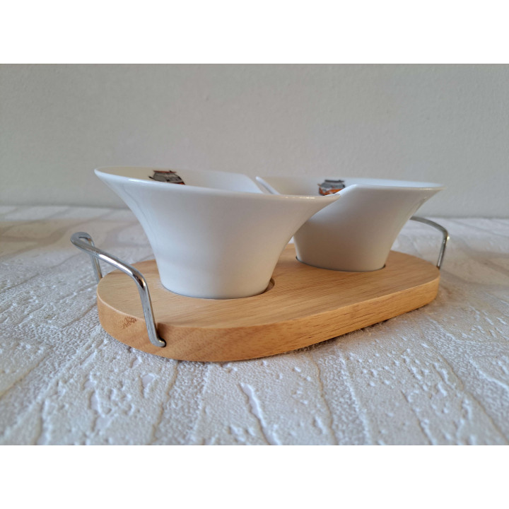 Hapjes of sauzen met Volkswagen bus, porselein 24x12x6cm - handgemaakt