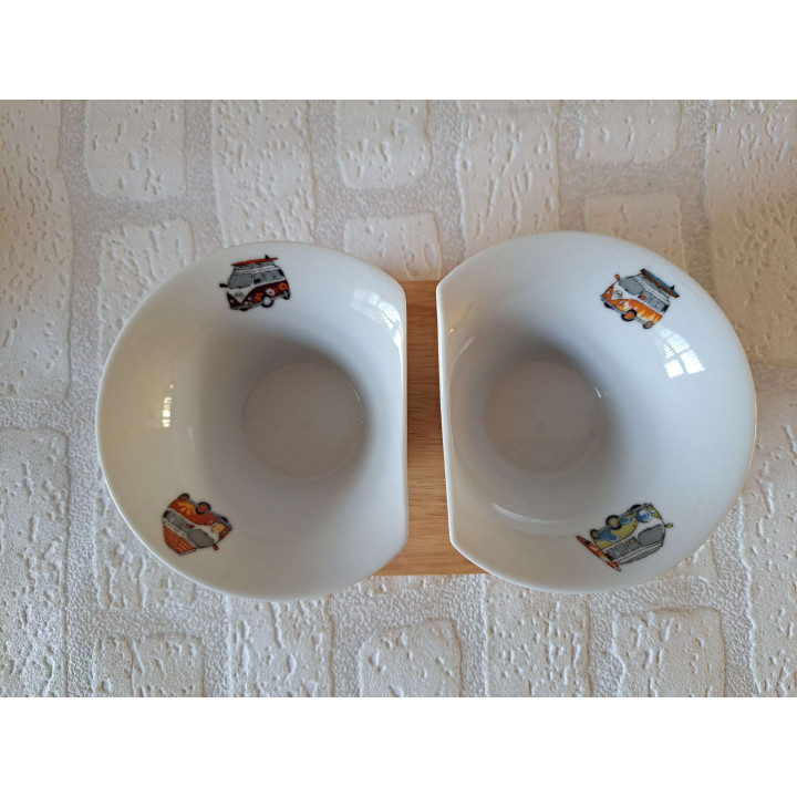 Hapjes of sauzen met Volkswagen bus, porselein 24x12x6cm - handgemaakt