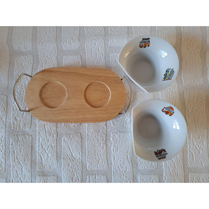 Hapjes of sauzen met Volkswagen bus, porselein 24x12x6cm - handgemaakt