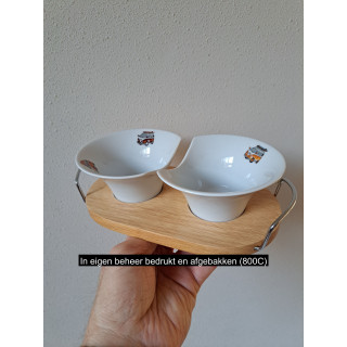 Hapjes of sauzen met Volkswagen bus, porselein 24x12x6cm