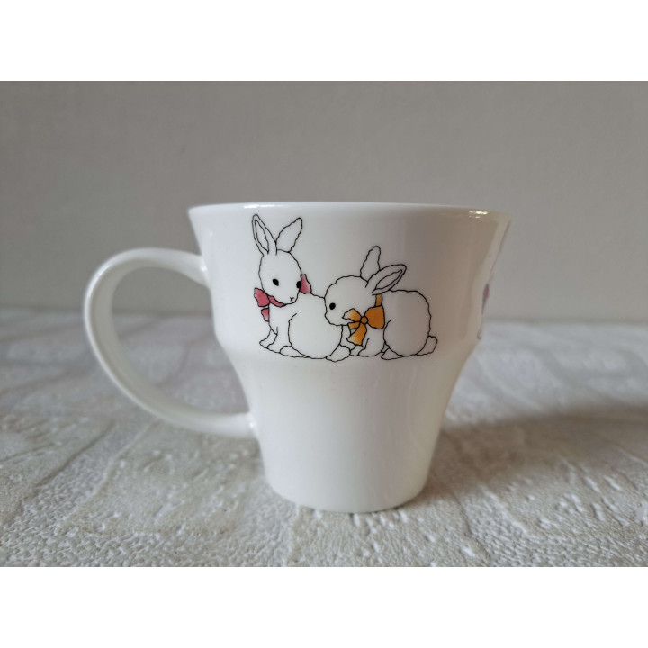 Cup and Saucer Set with Rabbits Porcelain 26x18x9cm - Charming
