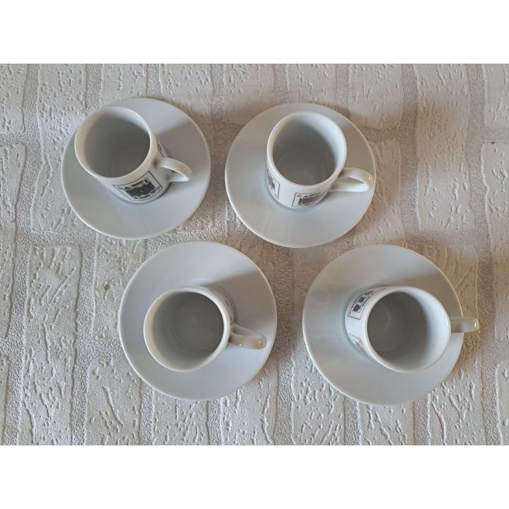 Set Espresso kop en schotel speelkaarten, porselein D12xH7cm - handgemaakt
