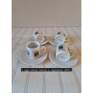 Porseleinen Espresso Kop en Schotel Set Speelkaarten - Handbedrukt