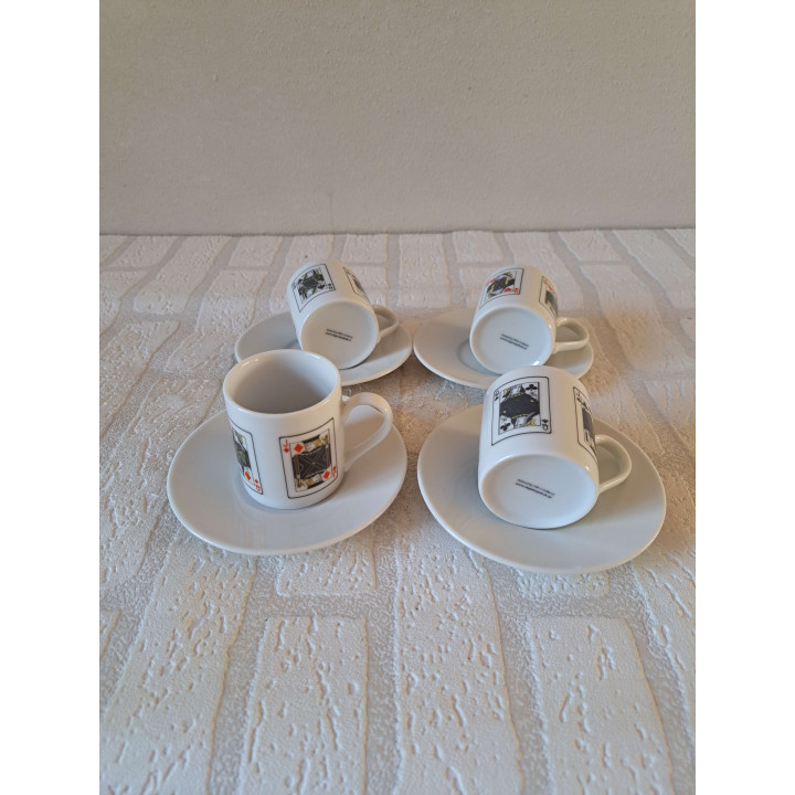 Set Espresso kop en schotel speelkaarten, porselein D12xH7cm - handgemaakt