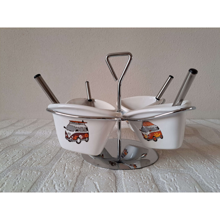 Sauzen carrousel met Volkswagen camper, porselein D24xH20cm - handgemaakt