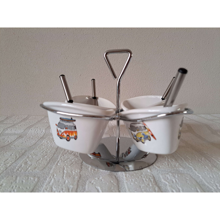 Sauzen carrousel met Volkswagen camper, porselein D24xH20cm - handgemaakt
