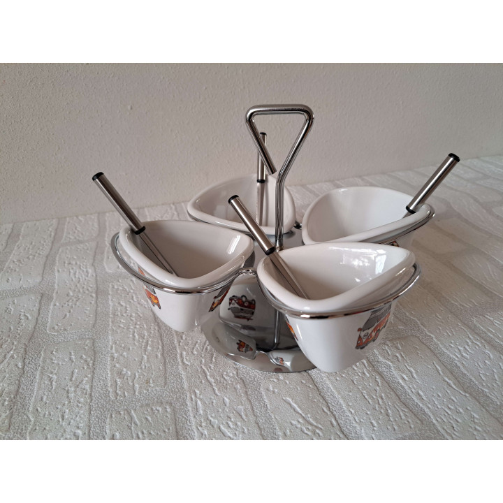 Sauzen carrousel met Volkswagen camper, porselein D24xH20cm - handgemaakt