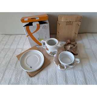 Koffie thee set met Volkswagen bus, porselein D15xH19cm - handgemaakt
