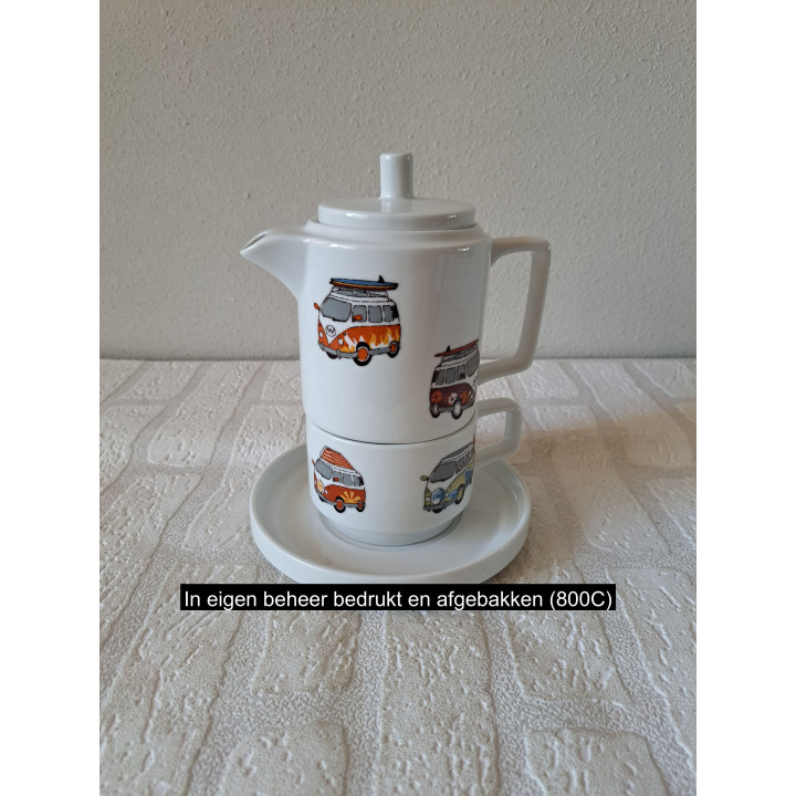 Koffie Thee Set VW Bus Porselein D15xH19cm - Complete Set