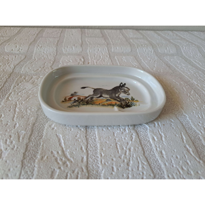 Zeepbakje Zeephouder met ezel, Porselein 15x10.5x2cm - handgemaakt