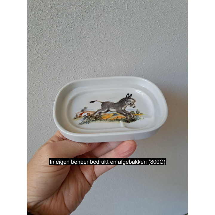 Zeepbakje Zeephouder met ezel, Porselein 15x10.5x2cm