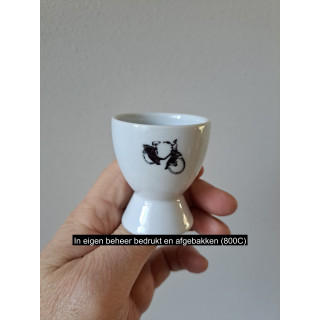 Eierdopje met Solex motorfiets, porselein D5xH6cm