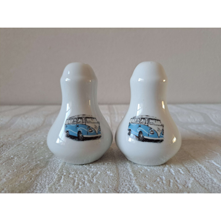 Volkswagen bus peper en zoutstel, porselein D5.5xH8cm lw - peper en zoutstellen