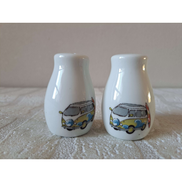 Volkswagen surfplank peper en zoutstel, porselein D4xH6cm gn - peper en zoutstellen