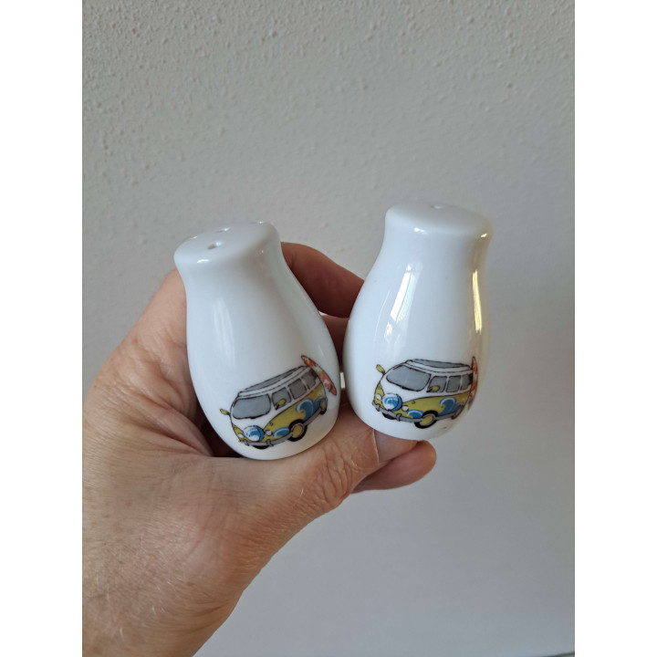 Volkswagen surfplank peper en zoutstel, porselein D4xH6cm gn - peper en zoutstellen