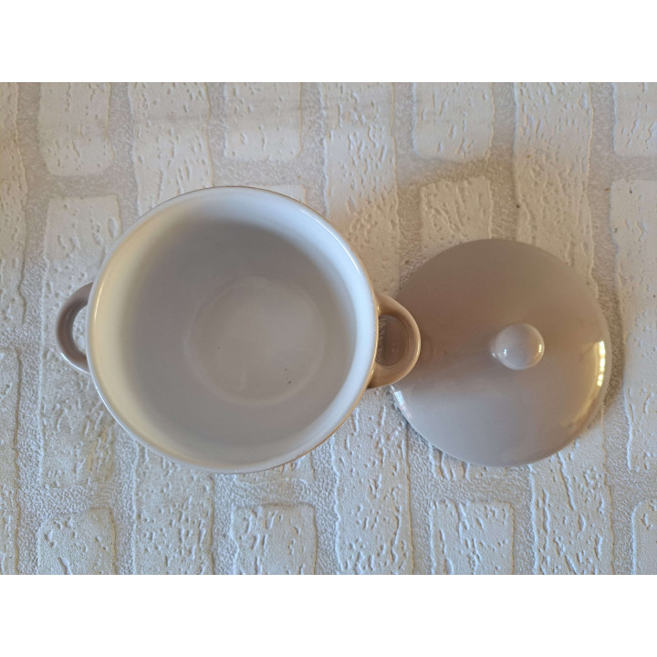 Soepkom met deksel, porselein D11.5xH7.5cm - handgemaakt