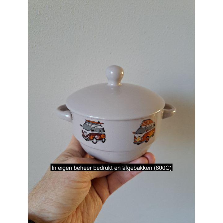 Soepkom met deksel, porselein D11.5xH7.5cm