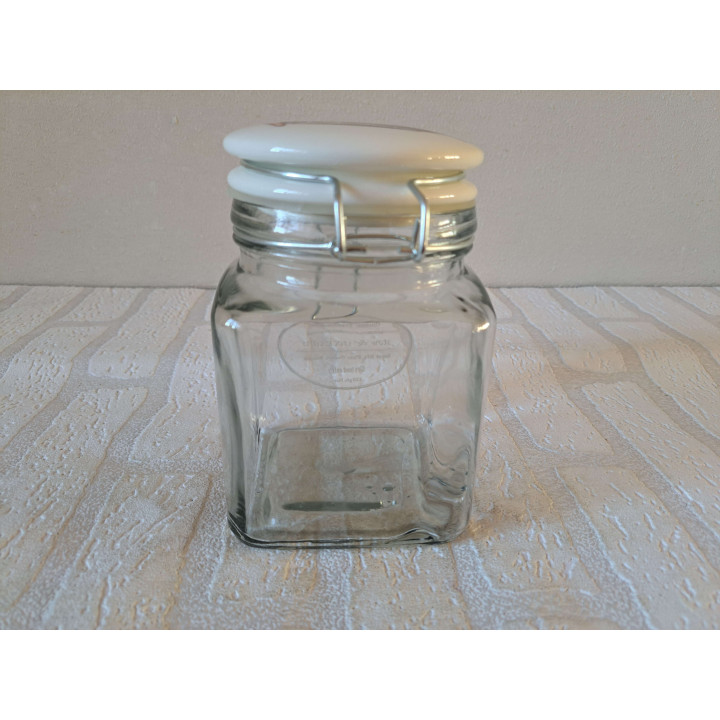 Voorraadpot met Volkswagen bus, glas-porselein 10x10x16cm - handgemaakt