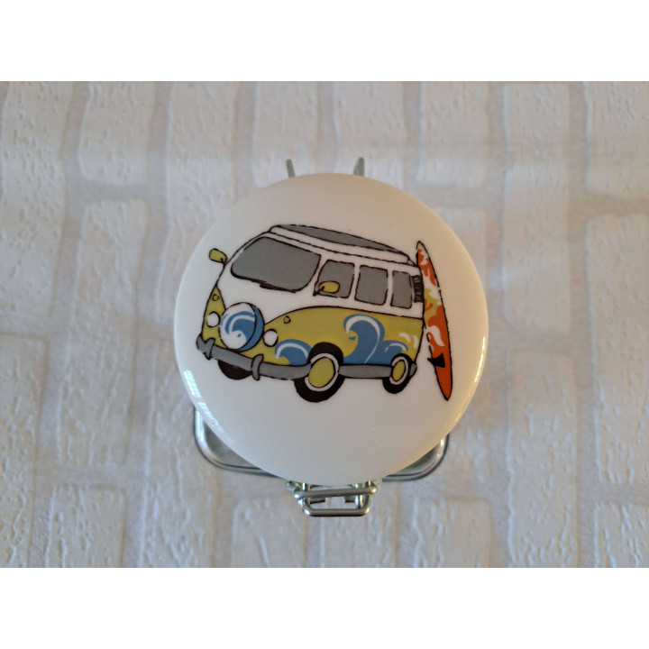 Voorraadpot met Volkswagen bus, glas-porselein 10x10x16cm - handgemaakt