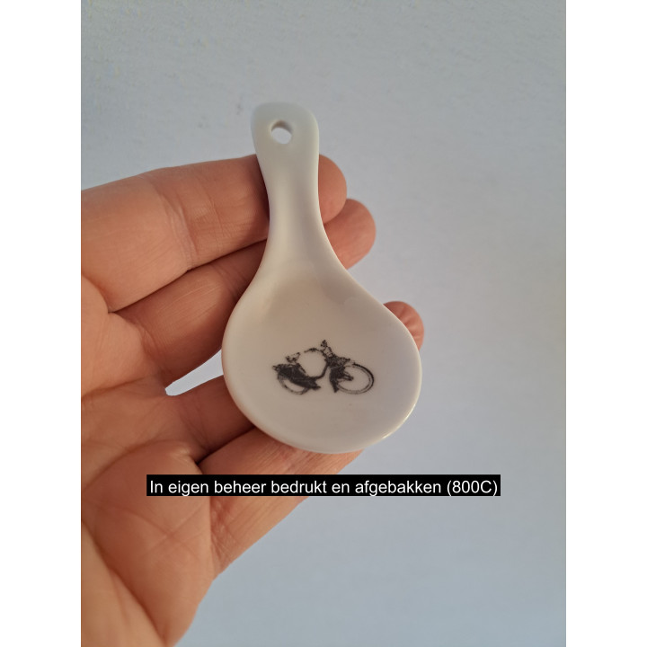 Amuselepel met Solex bromfiets, porselein 10x5x5cm