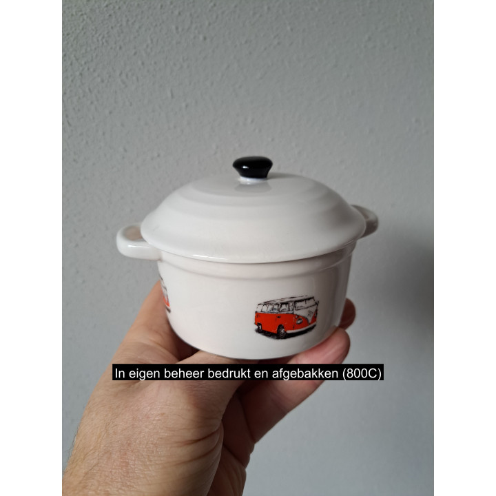 Stoofpotje 0.3L met Volkswagen bus, porselein D9xH8cm