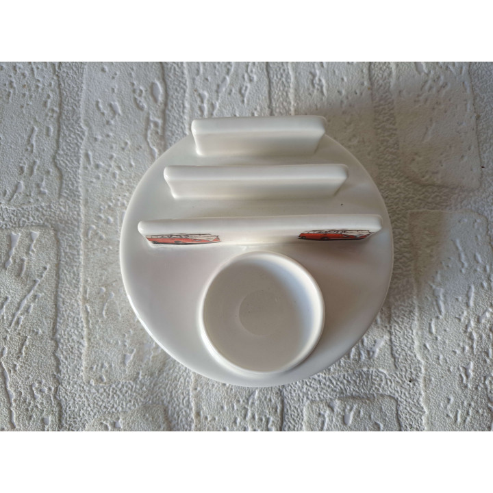 Eierdopje, toasthouder Volkswagen bus, porselein D11.5xH5cm - handgemaakt